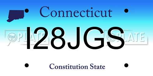I28JGS Connecticut License Plate