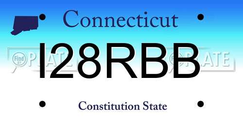 I28RBB Connecticut License Plate