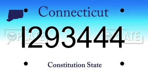 I293444 Connecticut License Plate
