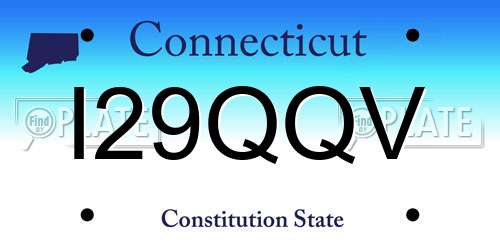 I29QQV Connecticut License Plate