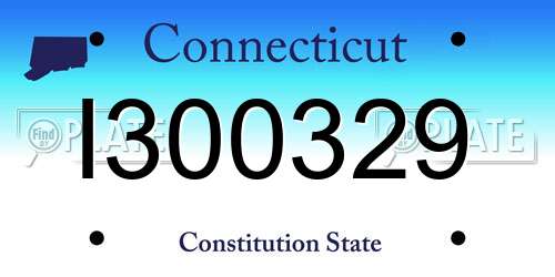 I300329 Connecticut License Plate