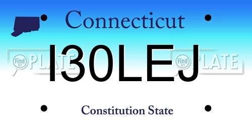I30LEJ Connecticut License Plate