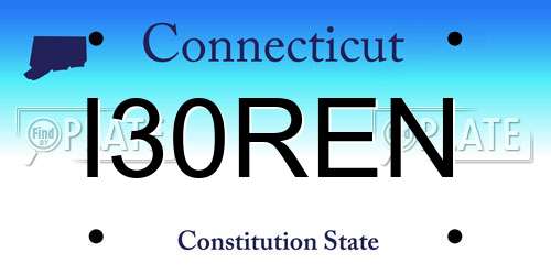 I30REN Connecticut License Plate