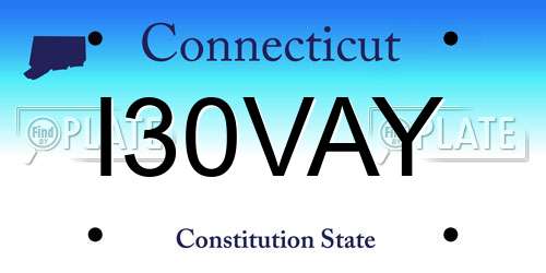 I30VAY Connecticut License Plate