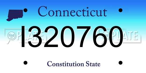 I320760 Connecticut License Plate