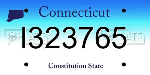 I323765 Connecticut License Plate