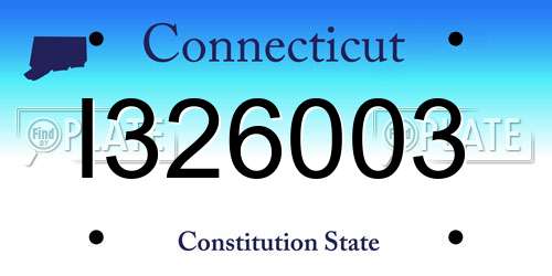 I326003 Connecticut License Plate
