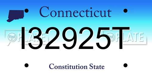 I32925T Connecticut License Plate