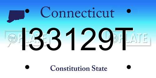 I33129T Connecticut License Plate