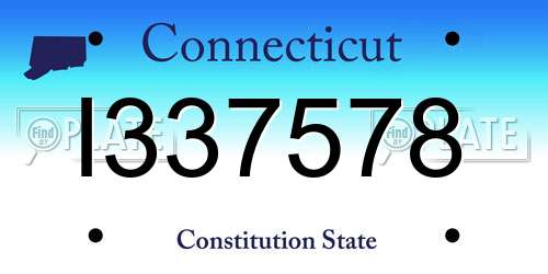 I337578 Connecticut License Plate