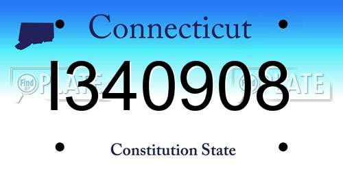 I340908 Connecticut License Plate