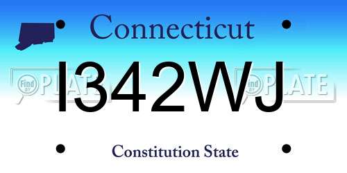 I342WJ Connecticut License Plate