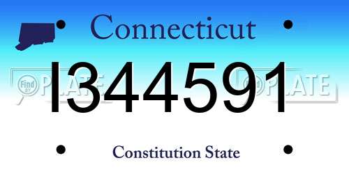 I344591 Connecticut License Plate