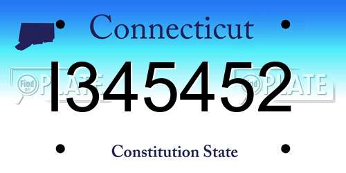 I345452 Connecticut License Plate