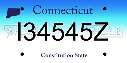 I34545Z Connecticut License Plate