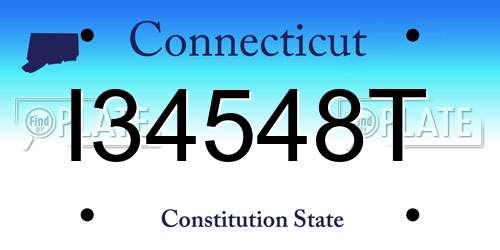 I34548T Connecticut License Plate