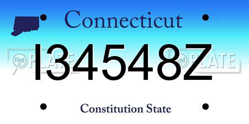 I34548Z Connecticut License Plate