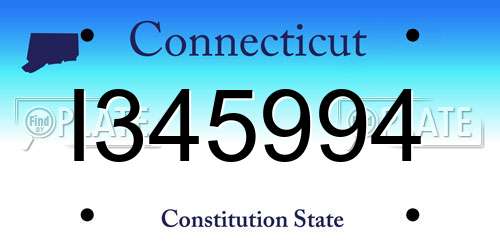I345994 Connecticut License Plate