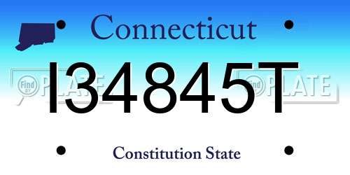 I34845T Connecticut License Plate