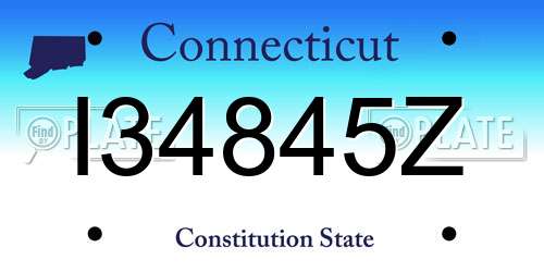 I34845Z Connecticut License Plate