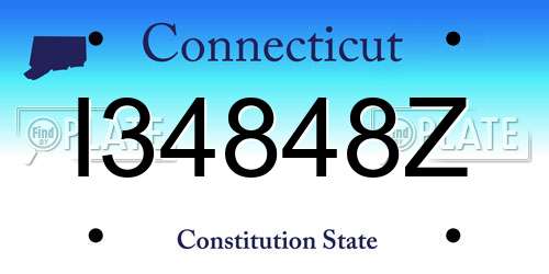 I34848Z Connecticut License Plate