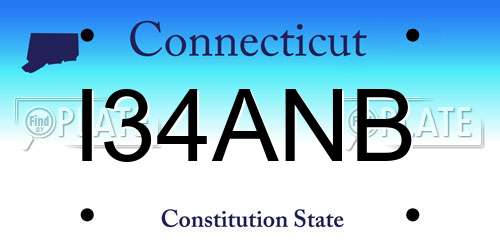 I34ANB Connecticut License Plate