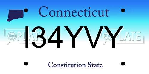 I34YVY Connecticut License Plate