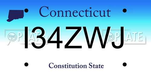 I34ZWJ Connecticut License Plate