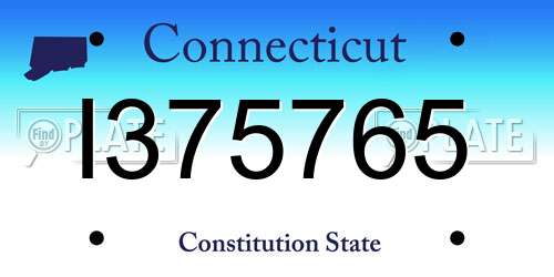 I375765 Connecticut License Plate