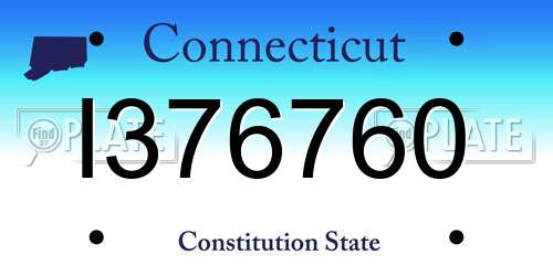 I376760 Connecticut License Plate