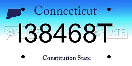 I38468T Connecticut License Plate