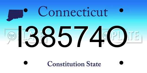 I38574O Connecticut License Plate