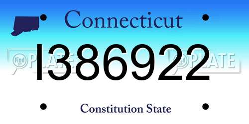 I386922 Connecticut License Plate