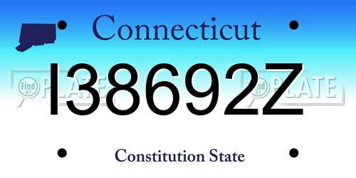 I38692Z Connecticut License Plate