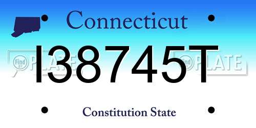 I38745T Connecticut License Plate