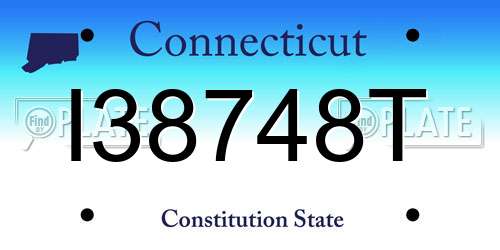 I38748T Connecticut License Plate