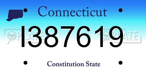 I387619 Connecticut License Plate