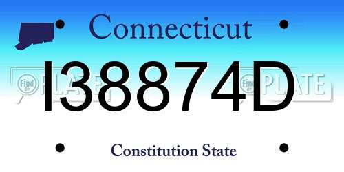 I38874D Connecticut License Plate