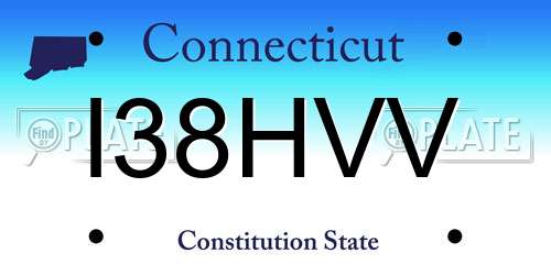 I38HVV Connecticut License Plate