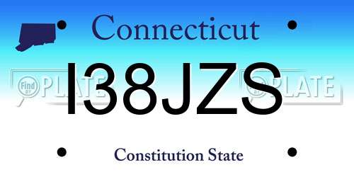 I38JZS Connecticut License Plate