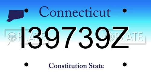 I39739Z Connecticut License Plate