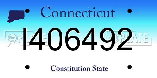 I406492 Connecticut License Plate