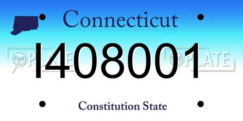 I408001 Connecticut License Plate
