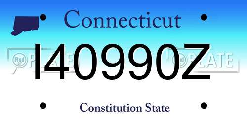 I40990Z Connecticut License Plate