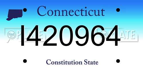 I420964 Connecticut License Plate