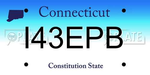 I43EPB Connecticut License Plate