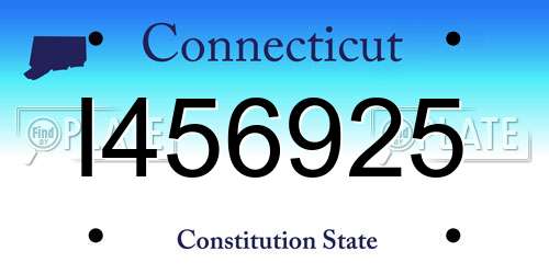 I456925 Connecticut License Plate