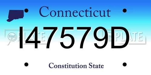 I47579D Connecticut License Plate