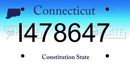 I478647 Connecticut License Plate
