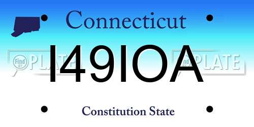 I49IOA Connecticut License Plate